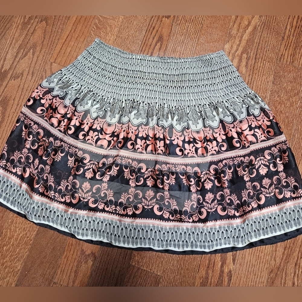 Max Studio Green Smocked Bubble Mini Skirt